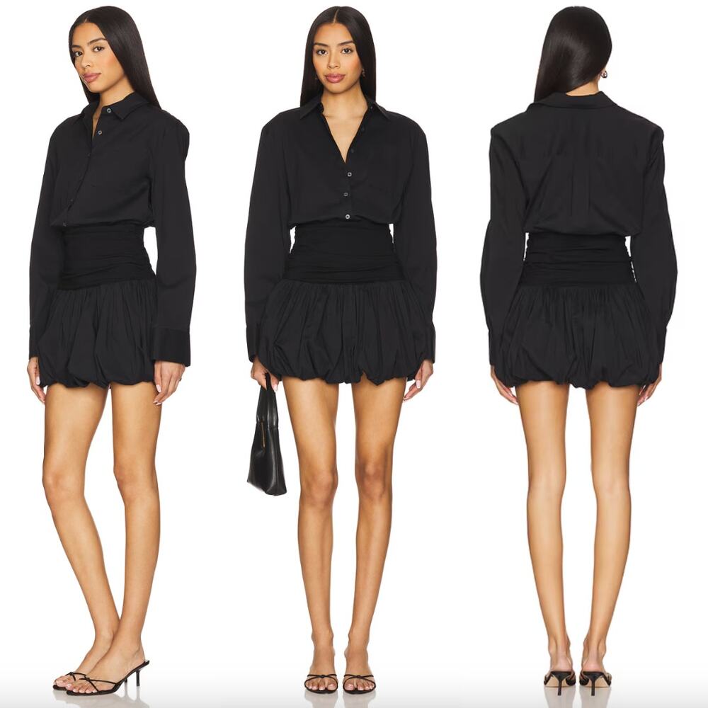 Lovers and Friends | NWT Andi Mini Dress in Black Shirt Dress Bubble Skirt L